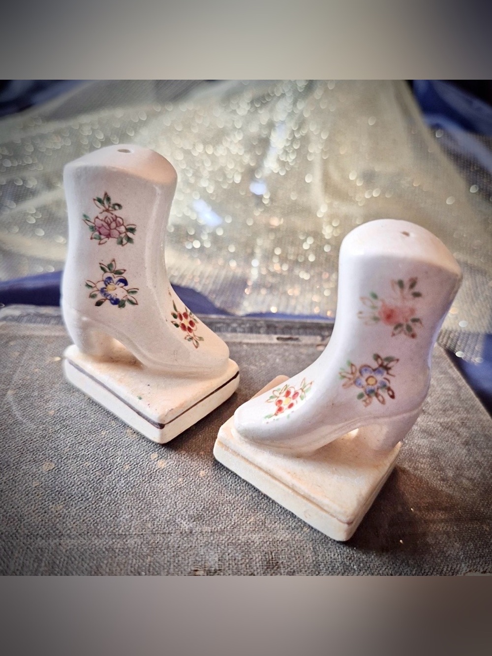 Mini Victorian Boots - Cute Kitschy Salt and Pepper Shakers Vintage MCM w Corks